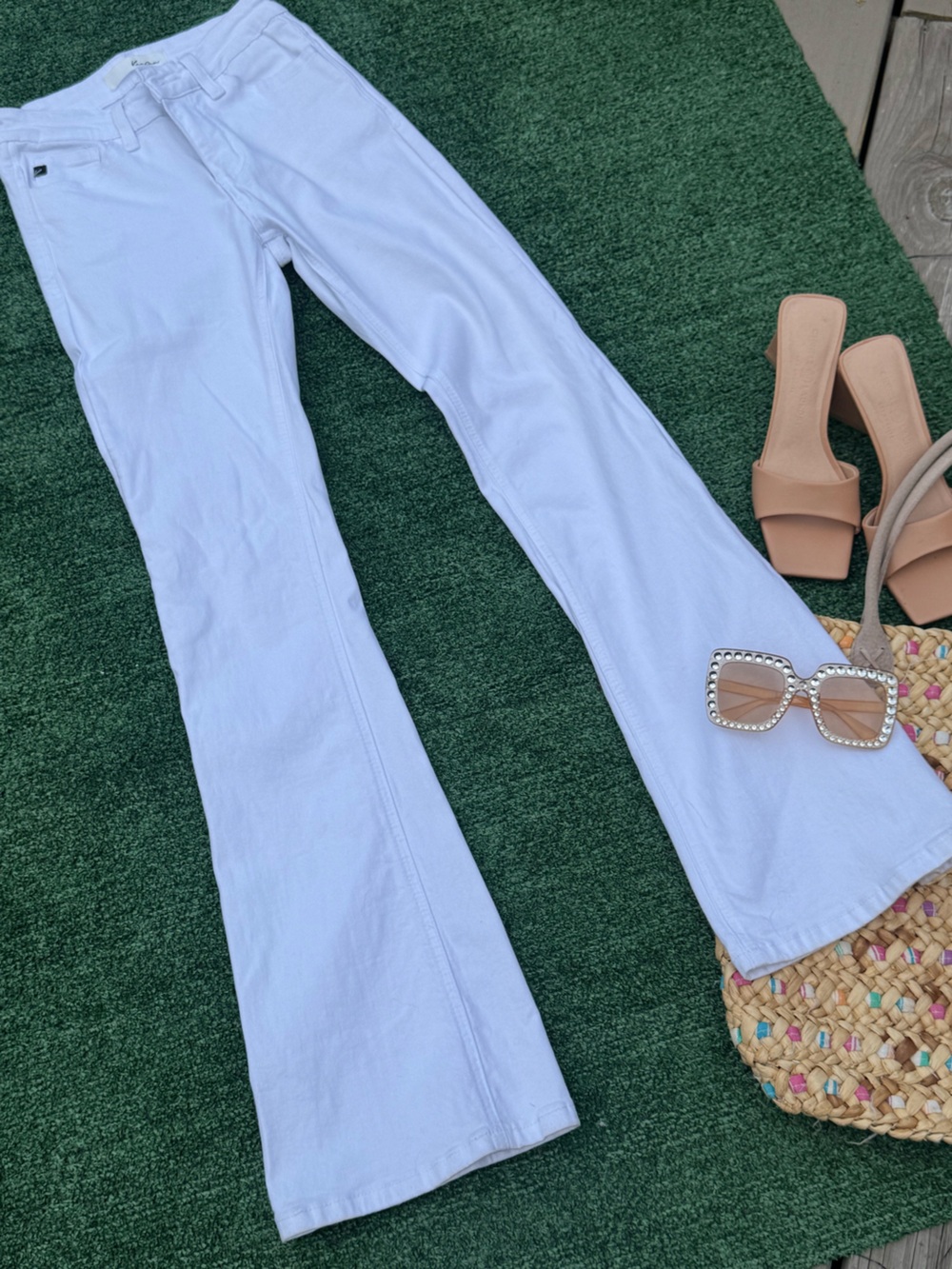 KanCan White Flare Wide Leg Jeans